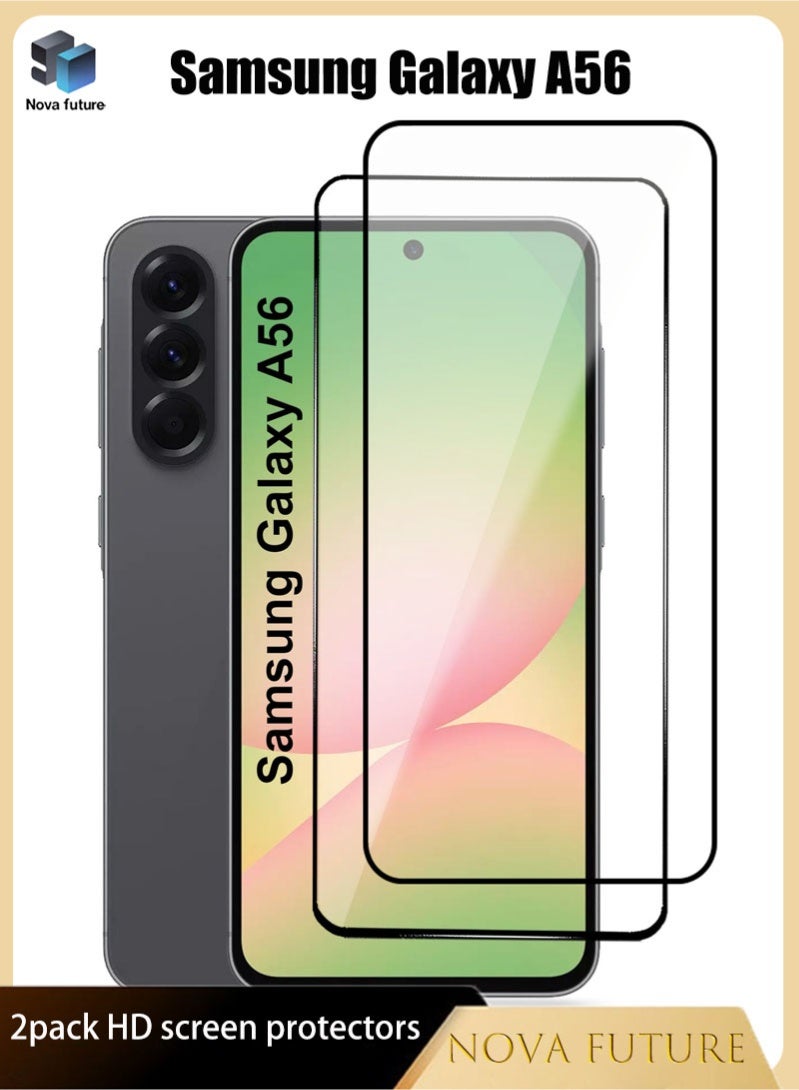 مستقبل نوفا عبوة من قطعتين من واقيات شاشة سامسونج جالاكسي A56 عالية الدقة [صلابة 9H] [تحكم باللمس حساس] [يدعم فتح القفل ببصمة الإصبع] [مقاوم للخدوش] [خالٍ من الفقاعات] مناسب لهاتف سامسونج جالاكسي A56 5G بشاشة 6.7 بوصة - Image 1